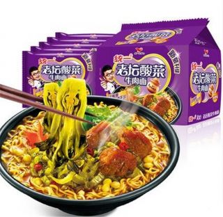 Chinese Instant Noodles Fried Noodle 121g 5 Bags 统一100 老坛酸菜牛肉面 5包 Haihk
