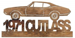 Custom 1971 Oldsmobile Cutlass Handmade Wooden Car Automobile Plaque 5 - 2