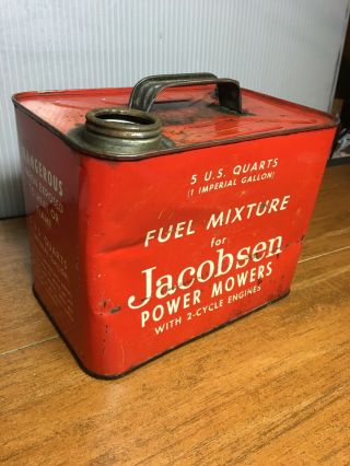 Vintage Jacobsen Power Mowers Fuel Mixture Gas Can 2 Cycle 1 Imperial Gallon 3