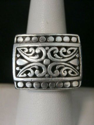 Stunning Vintage Artisan Sterling Silver Heavy Cut Out Ring.  Make Offer G92