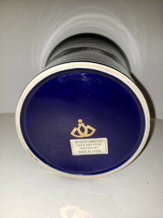 GEVALIA Cobalt Blue,  Gold Trimmed Ground Coffee Ceramic Canister w/ Lid 8 