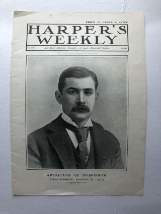 1902 Harpers Weekly Billionaire Banker J P Morgan Jr.  Print 21017