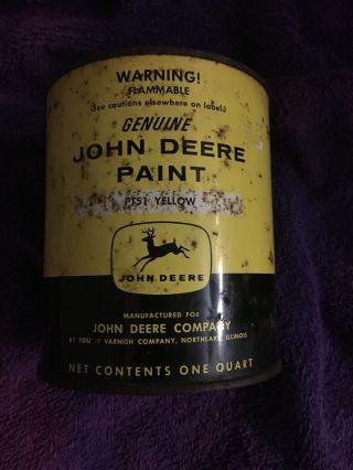 Vintage John Deere Official Paint Can / Pt - 51 Yellow / One Quart
