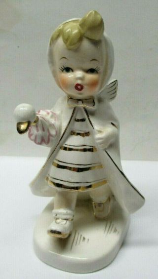 Vintage Napco Angel Figurine With Duck Head Handle Umbrella S577b - Ex
