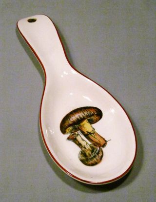 Ceramic 9 " Kitchen Mushroom Vegetable Spoon Rest Wall Art Display -