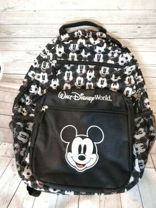 Mickey Mouse Faces Backpack Walt Disney World Parks Black & White