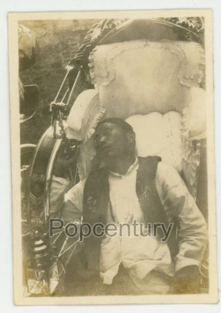 1932 China Photograph Chefoo Uss Blackhawk Tubbs Us Navy Rickshaw Driver Photo