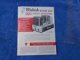54 55 56 Mcintosh Tube Mc30 Mc60 Amplifiers C - 8 Audio Compensator Sales Brochure