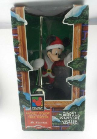 Vintage Disney Mr Christmas Mickey Mouse Lighted Animated Tree Topper 1990s