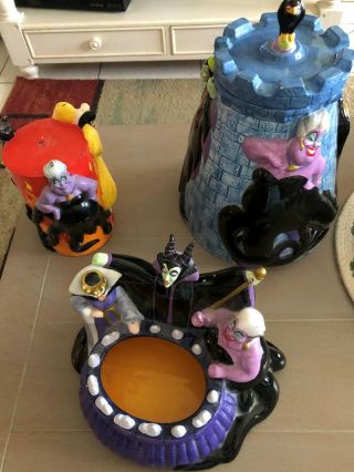 Halloween Trio Disney Villains Cookie Jar,  Candy Dish,  Wax Candle