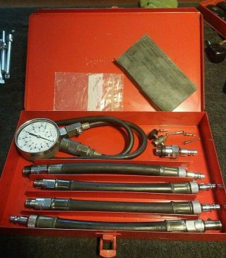 Snap On Tools Vintage Compression Tester Kit With Fittings In Case