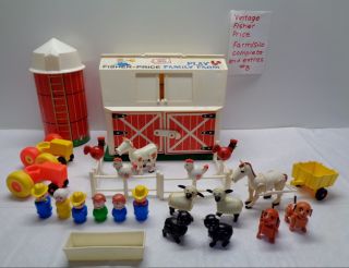 Vintage Fisher Price Little People 915 Farm People Accessories & Extra Animal B