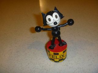 Vintage Felix The Cat,  Collapsable,  Push Button,  Wooden Animatioin Character Toy