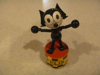 Vintage Felix the Cat,  Collapsable,  Push Button,  Wooden Animatioin Character Toy 2