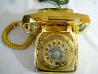 Vintage Gold Tone Rotary Dial Telephone Automatic Electric North Lake Ill.