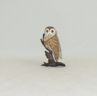 Boehm Porcelain Miniature Bird Sculpture " Barred Owl On Bronze "