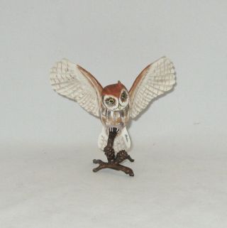 Boehm Porcelain Miniature Bird Sculpture " Screech Owl On Bronze " 2