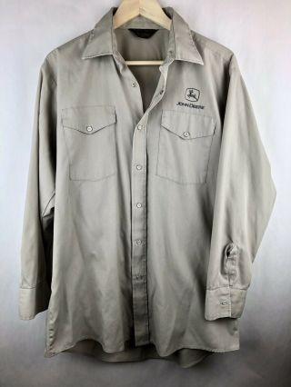 Protexall John Deere Gray Long Sleeve Dress Shirt Large Quality Apparel Usa