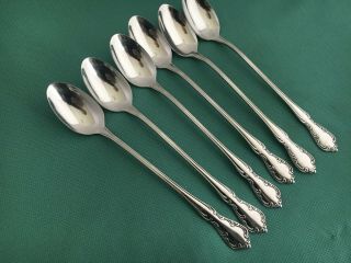 St.  Louis Oneida 6 Iced Tea Spoons Stainless Steel 7 1/2 " Set