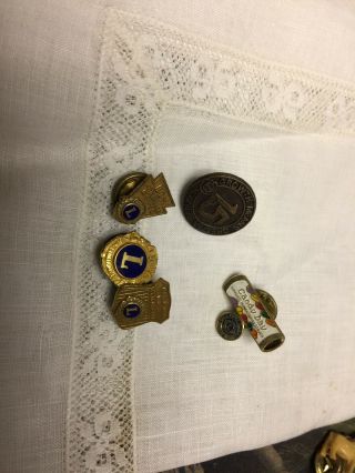 Vintage Lions Club International Lapel Tie Pin Back Set Of 4