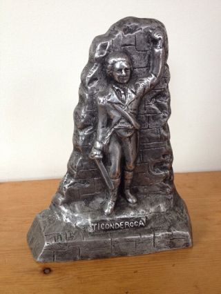 Vintage Ethan Allen Ticonderoga Ny Battle Sculpture Cast Metal Single Bookend
