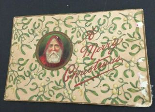 Antique Christmas Postcard Chrome Embossed Dessin 6 Santa Claus St.  Nick