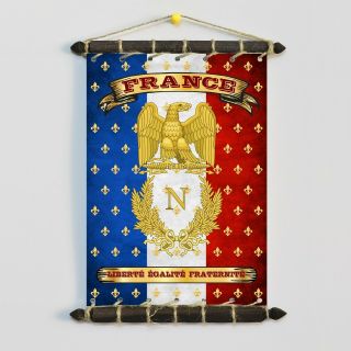 France Napoleon Imperial Flag: Set 5in1: Banner Sticker Pennant Postcard Magnet