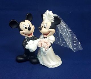 Disney Mickey & Minnie Bride & Groom 5 " Porcelain Figurine Wedding Cake Topper