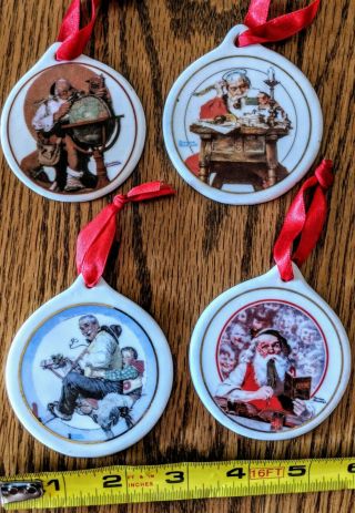 Jcpenney Norman Rockwell Set Of 4 Christmas Ornaments 1995,  1996,  1997,  1998
