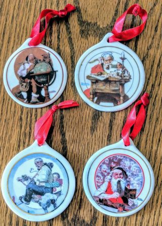 JCPenney Norman Rockwell Set of 4 Christmas Ornaments 1995,  1996,  1997,  1998 2