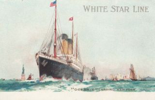 White Star Line Ocean Liner " Oceanic " Leaving York City,  00 - 10s