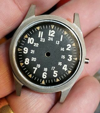 Vintage Benrus Military Issue Wrist Watch case and dial.  DTU 2AP.  Vietnam 2