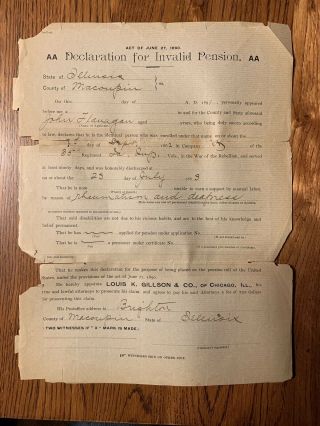 John Flanagan 35th Iowa’s Infantry Pension Civil War Document