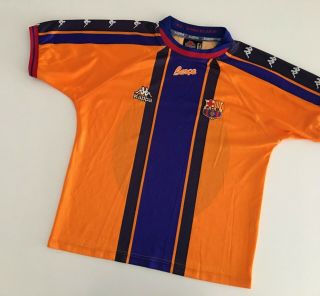 Barcelona Fc 1997/98 Away Football Shirt S Kappa Vintage Soccer Jersey