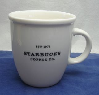Starbucks 2002 Barista Abbey 14oz Coffee Mug White W/black Lettering Tea Cup Ec