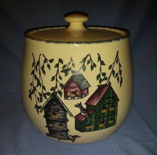 2000 Home And Garden Party Birdhouse Stoneware Cookie Jar Bean Pot