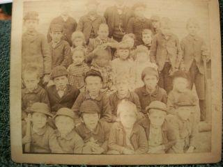 Cabinet Card Large Group Of 20,  Children & 4 Adults - 2 Boys W/ Baseball Bats