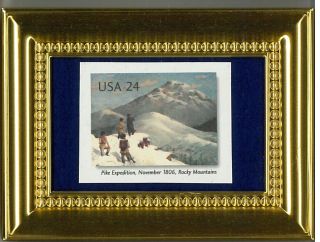 Pike Expidition Rocky Mountains Collectible Glass Framed Postage Masterpiece