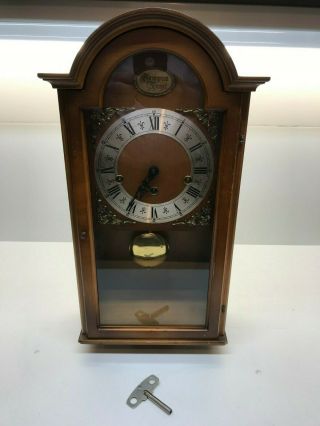 Vintage Tempus Fugit Grandfather Chiming Hanging Wall Clock With Key