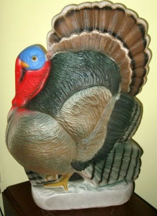 Vtg Thanksgiving Decor Union Products Don Featherstone Lighted Blow Mold Turkey