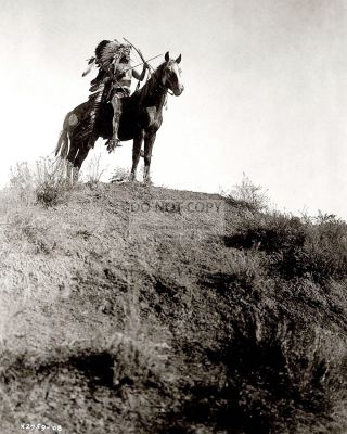 Apsaroke (crow) Man On Horseback In 1908 Edward S.  Lewis - 8x10 Photo (zz - 747)