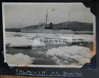 Chinese Photograph Hms Falmouth Ice Bound Wei Hai Wei China - 27 Winter 1936