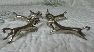 French Knife Rest Set: 6 Vintage Art Deco Style Horse Equestrian Silver Plated