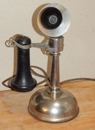 Antique Nickle Candlestick Phone Western Electric Stromberg Carlson 10 ??