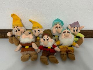 Walt Disney World Snow White And The Seven 7 Dwarfs Bean Bag Plush Set Dolls