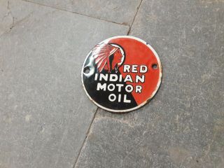 Porcelain Red Indian Motor Oil Enamel Sign Size 4 " Inch