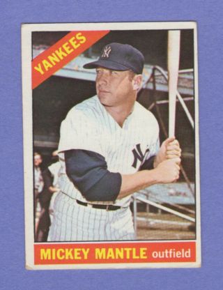 1966 Topps 50 - Mickey Mantle - Hof - Vintage Baseball Card