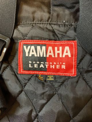 Vintage Adult L Yamaha Ski - Doo Snowmobiles Black Leather Bibs Pants 3