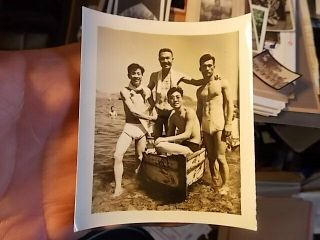 Vint Snapshot Photo,  Japanese Men In Bathing Suits,  Gay Int
