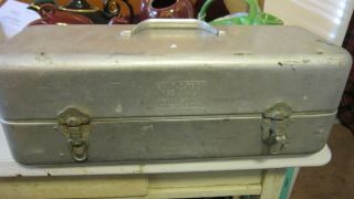 Vintage Fold A Tray Upper Midwest Mfg Co.  Fishing Tackle Box,  Aluminum Box